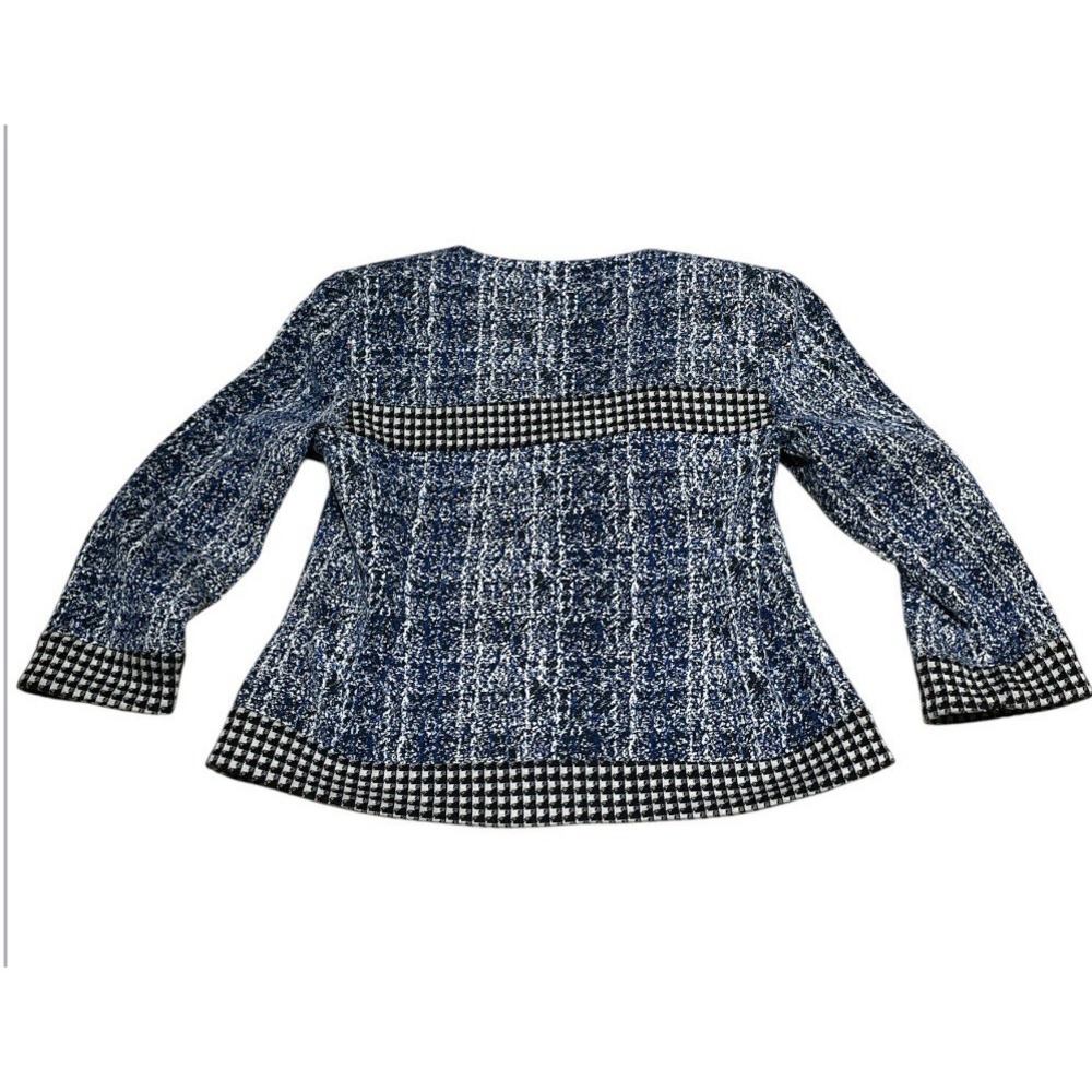 CAbi Women's 21 Club Blue Black Tweed Jacket Blazer XS (16x20") Missing Button - Picture 3 of 7